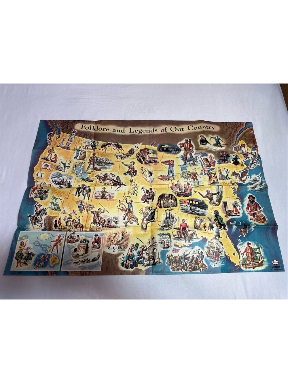 Vintage Esso Folklore and Legends of Our Country Map Gas Service Station 1960
